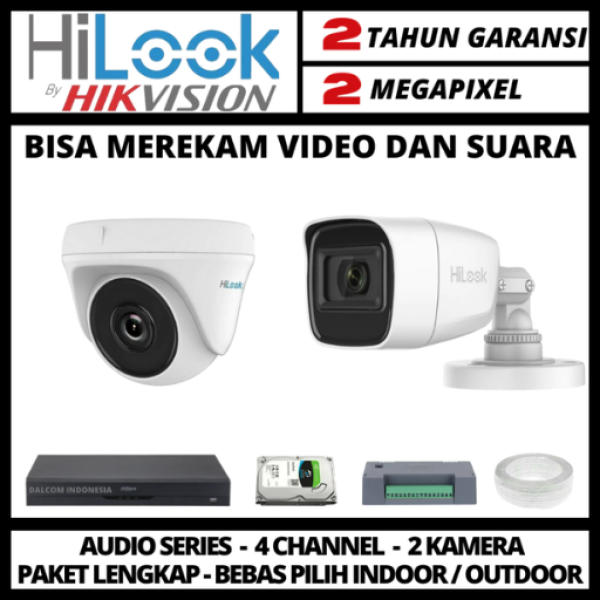 PAKET CCTV HILOOK 2MP 4 CHANNEL 2 KAMERA
